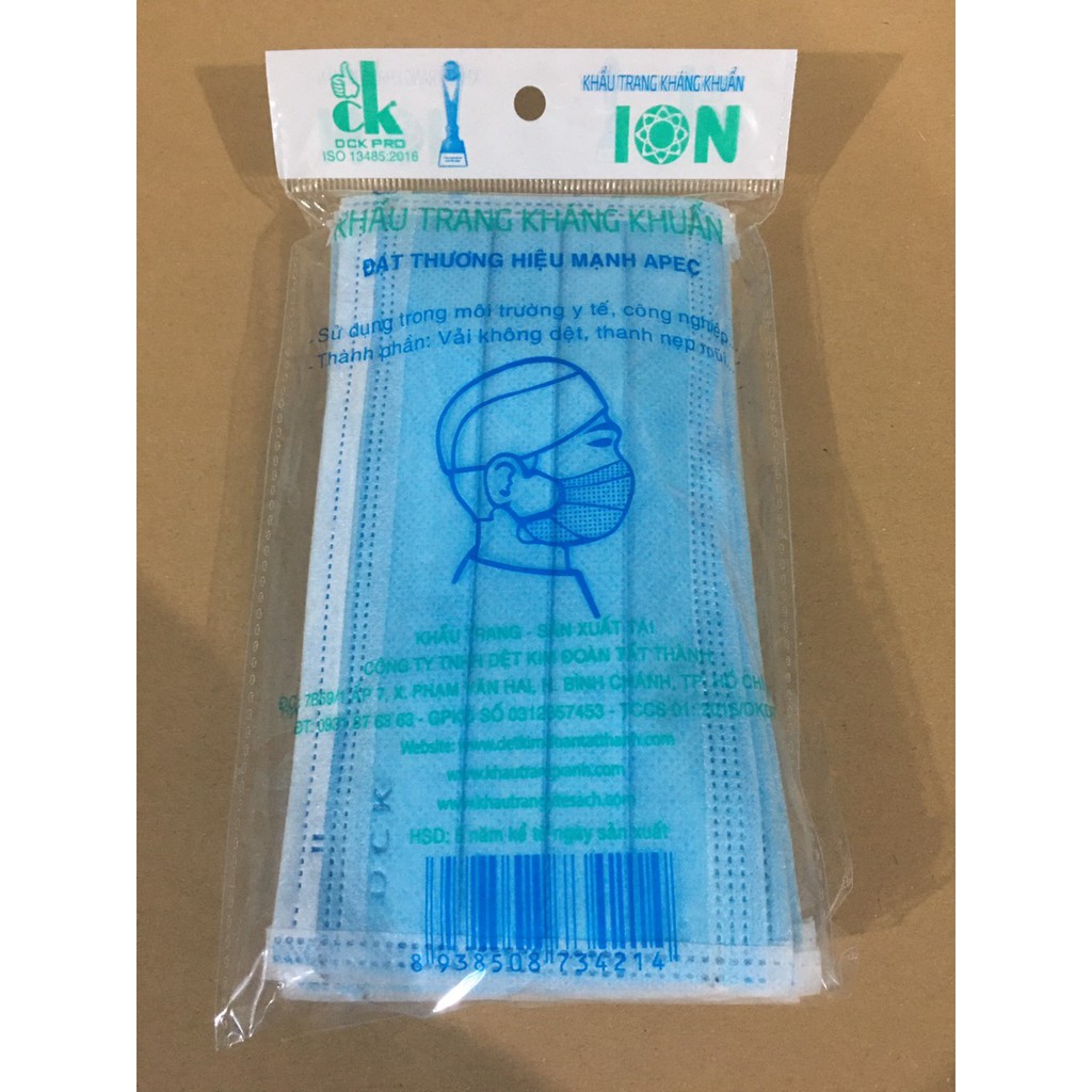 Khẩu Trang Y Tế Xanh 4 Lớp Euro Không Xù Lông 1 Hộp 50 Chiếc