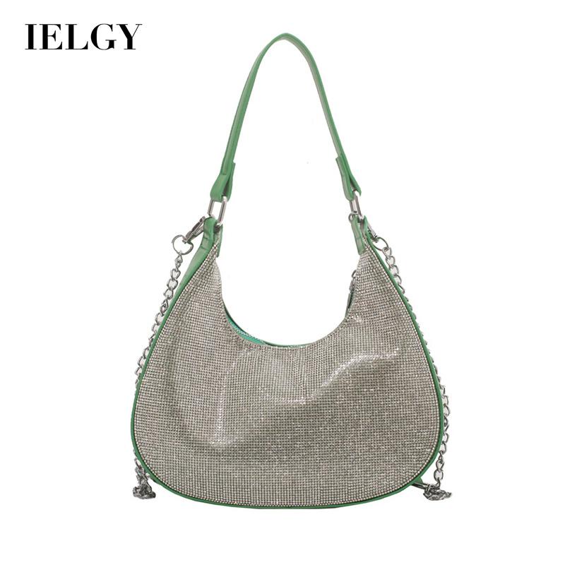 IELGY women's french rhinestone chain texture messenger bag