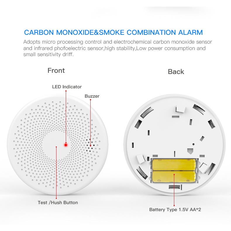 Đầu Cảm Biến Khói Báo Động Hỏa Hoạn Wifi Tuya SM11, SM12 đạt tiêu chuẩn CE EN14604