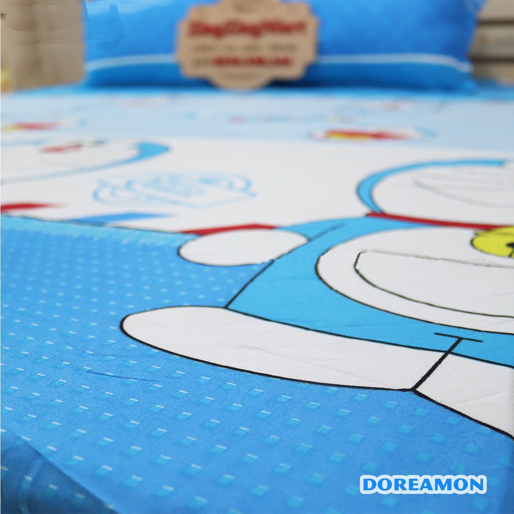 Bộ ga gối m6/m8 drap giường poly, ga trải giường + 2 vỏ gối nằm đơn giản doremon Bedding