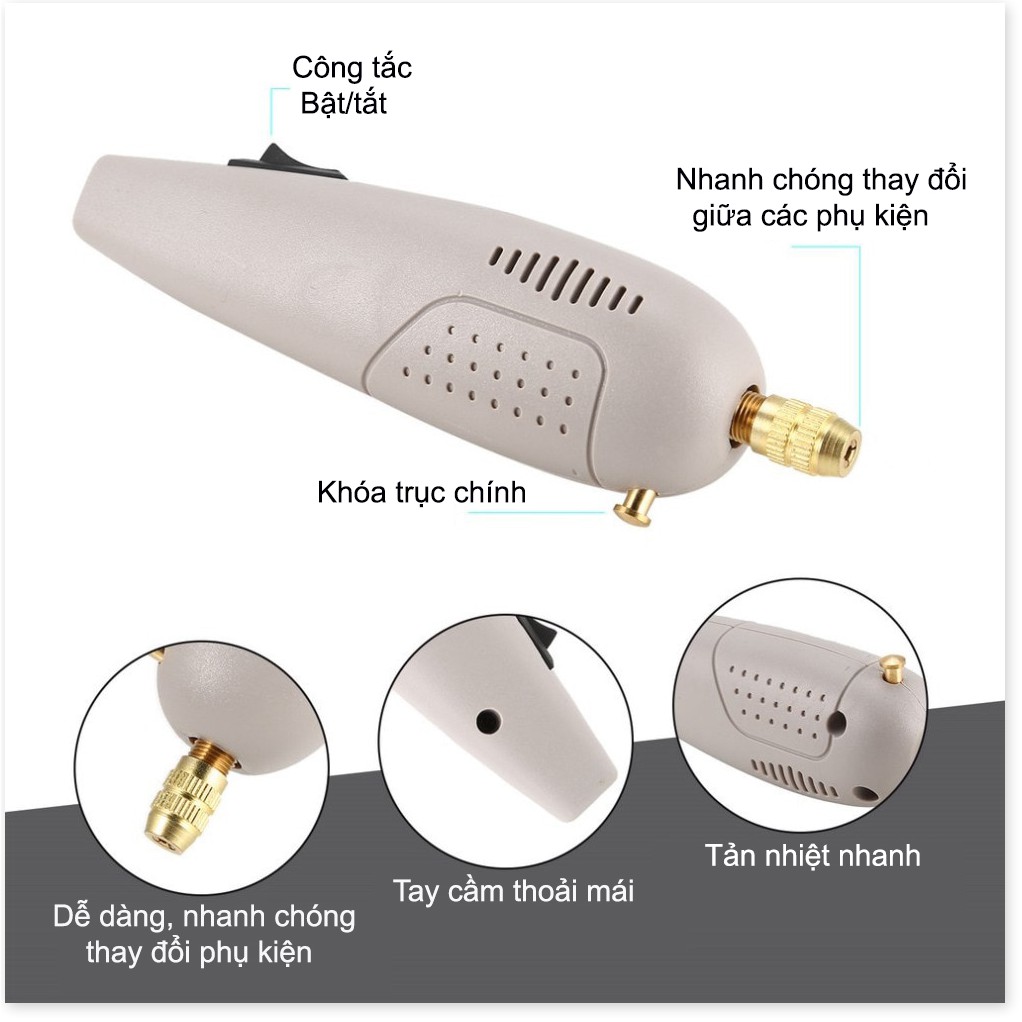 Bộ Máy Khoan Mài Cắt Cầm Tay Mini - Khoan Mini, Bộ Máy Khoan Đa Năng, Chuyên Làm Các Chi Tiết Nhỏ Tinh Xảo, SCG 24h