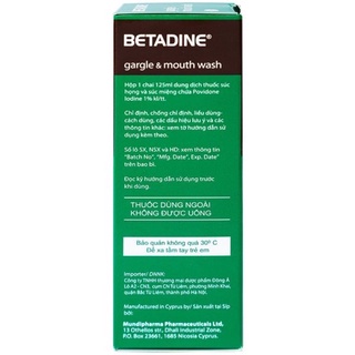 Nước súc miệng Betadin (Chai 125ml)