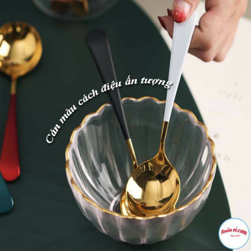 Thìa inox mạ vàng phối màu hàng đẹp