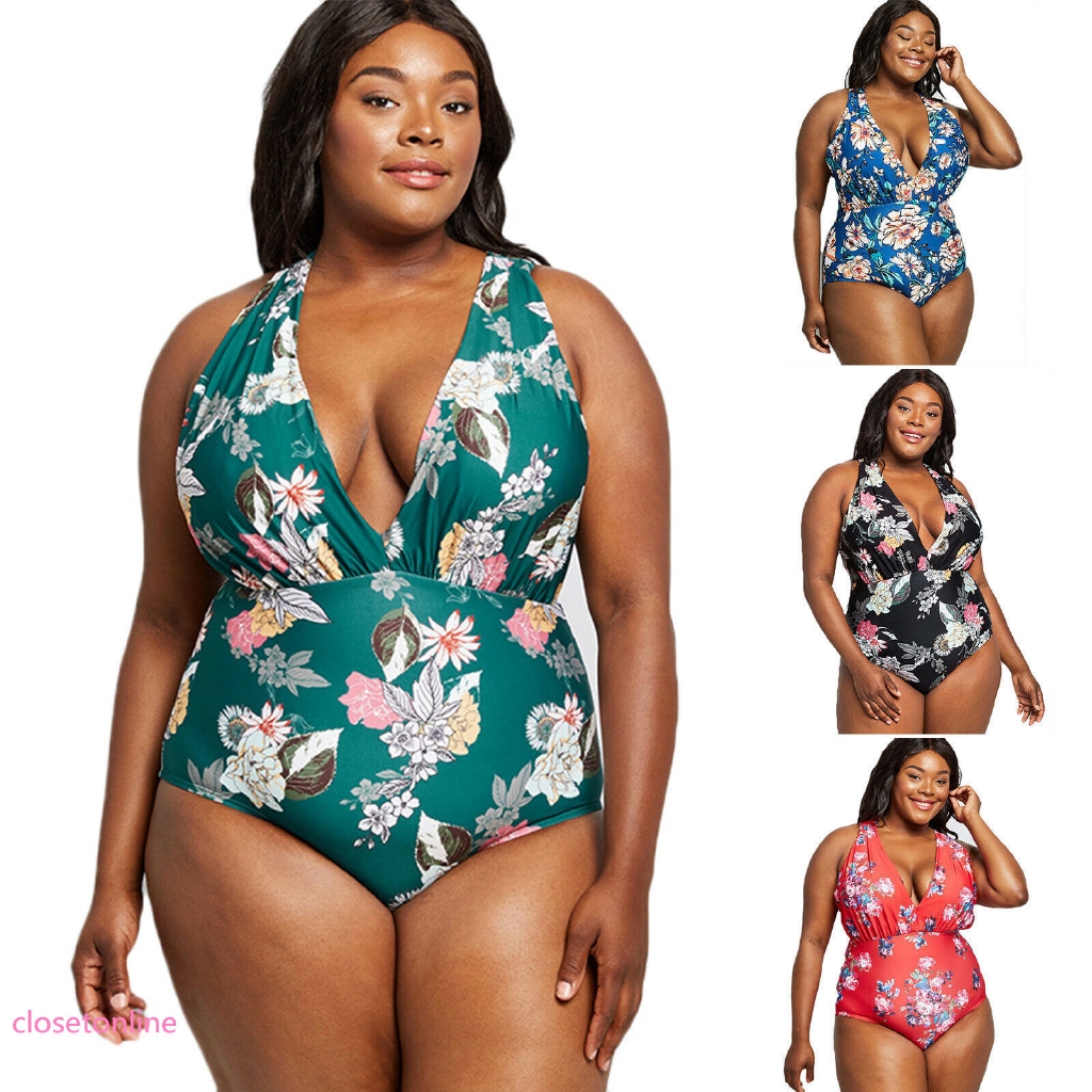 Áo tắm một mảnh cỡ lớn trang trí hoa xinh xắn cho nữ | BigBuy360 - bigbuy360.vn