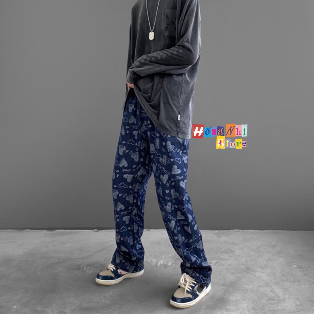 Quần Jogger 3D Trái Tim Ulzzang Unisex Jogger Loang Màu Dây Rút Lai Ống Rộng V2 - MM