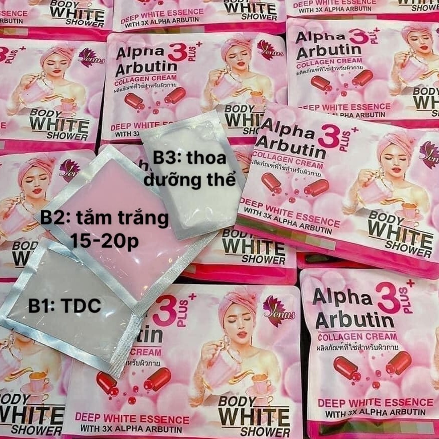 Set Tắm Ủ Trắng Body 3 trong 1 White Shower Alpha Arbutin Thái Lan