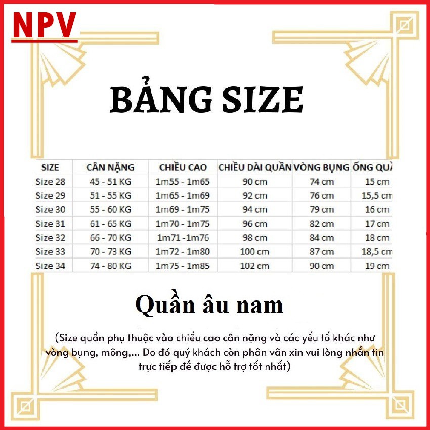 Quần âu nam ống côn NPV vải lụa co giãn,quần tây nam không nhăn, không xù, trẻ trung | BigBuy360 - bigbuy360.vn