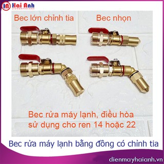 Béc xịt máy lạnh, phun rửa vệ sinh điều hòa bằng đồng, thẳng or cong, có chỉnh. Bec, túi áo trùm, chai vệ sinh máy lạnh