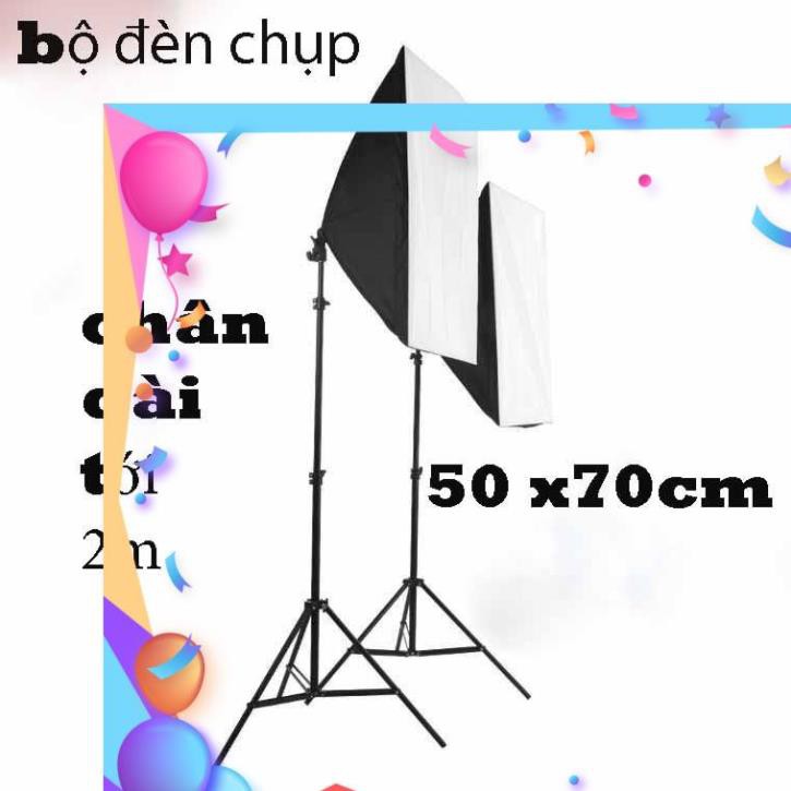 Bộ Đèn Studio Chụp Ảnh Sản Phẩm Chân Đèn 2m Kèm Softbox 50x70 Hỗ Trợ Sáng, Có Thể Mua Kèm Bóng 150W