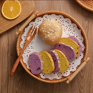 [TẶNG KÈM GIẤY LÓT] Khay mây tròn đựng bánh mỳ, đựng đồ ăn, khay đựng đồ picnic decor chụp ảnh đẹp mắt