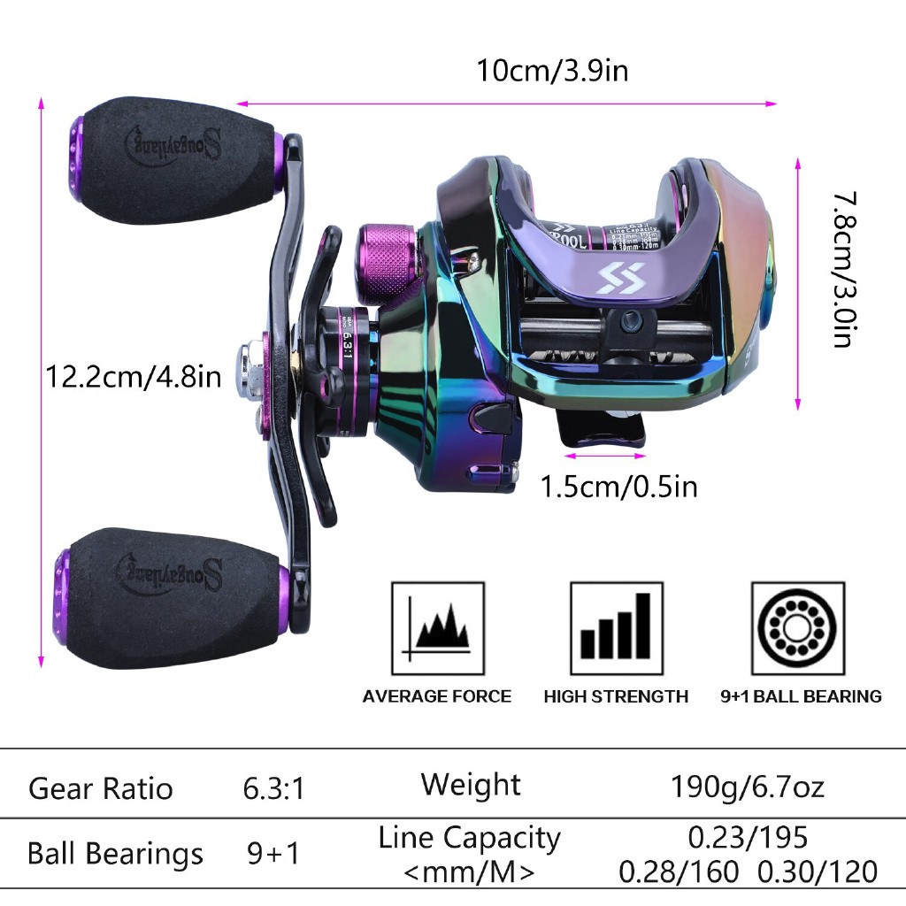 ◕✎❁Máy Câu Cá Sougayilang Cần Quay Ngang Tốc Độ Cao 6.3: 1 9+1BB Với Sức Kéo 14lb Để Nước Mặn