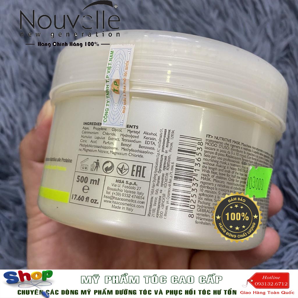 [Nouvell-chính hãng] Hấp dầu dược thảo dưỡng trị tóc hư Nouvelle Double Effect Nutritiv Mask 500ml