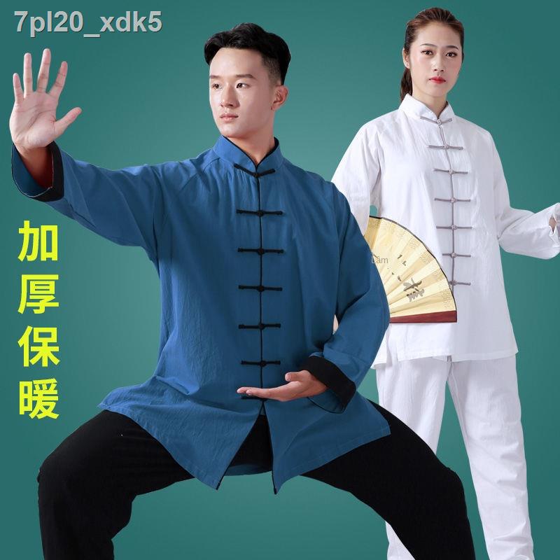 (Date mới)❁✸✜Cotton và lanh Quần áo Thái cực quyền của phụ nữ mùa thu đông tập thể dục dày dặn nam giới trung niên cao t