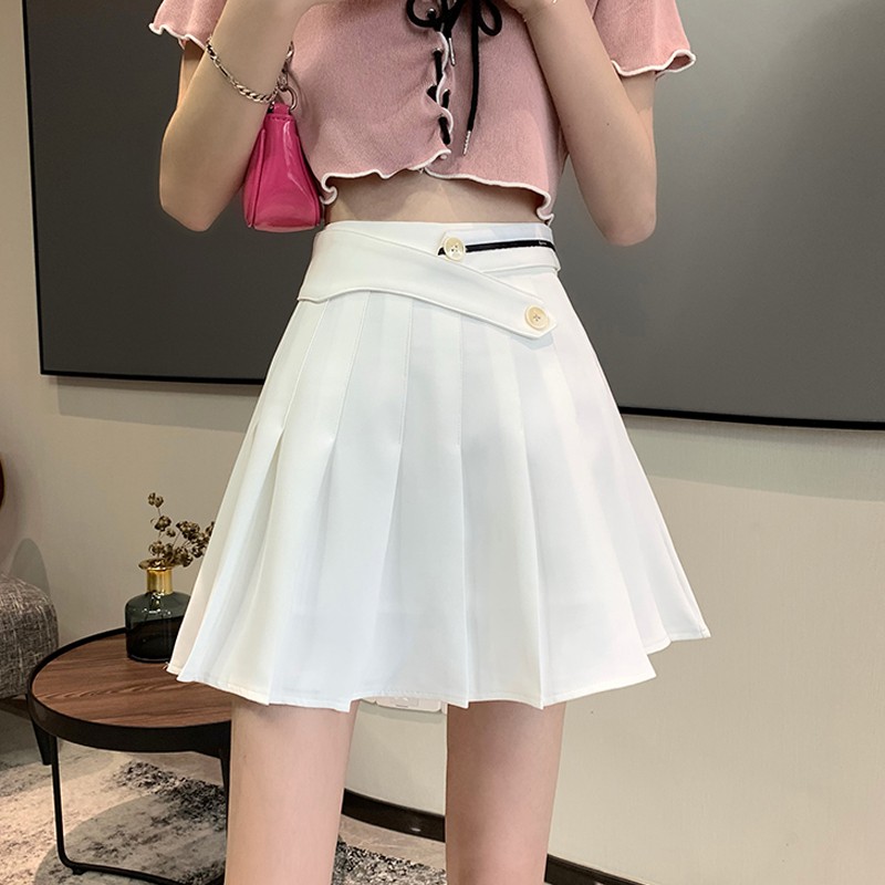 Hundreds Of Show Slim Skirts Women's Summer White Skirt Design Is Irregular A Word Pleated Skirts Miss Jk Skirt