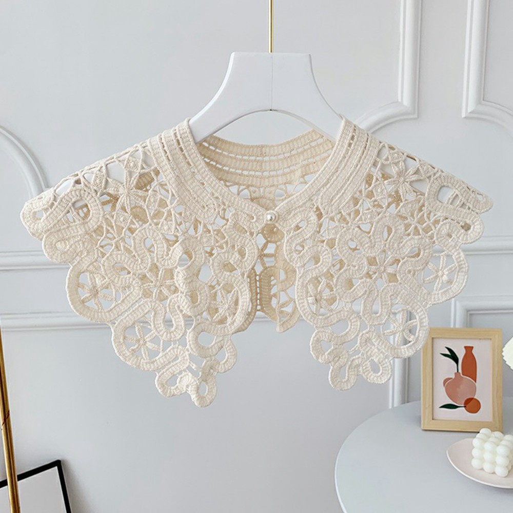 Cổ Áo Sơ Mi Giả Thêu Ren Cotton Dành Cho Nữ