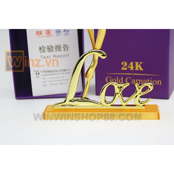 Hoa hồng mạ vàng 24K có đế bông màu vàng ASAM