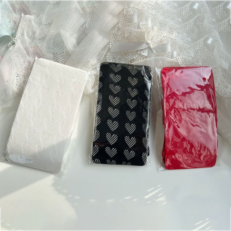 XIXI Tất Lưới Dài Qua Gối Vải Satin Viền Trái Tim Khoét Rỗng Phong Cách Lolita Cho Nữ