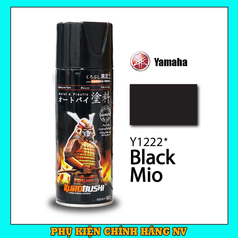 Sơn Samurai màu đen Mio Y1222 chính hãng, sơn xịt dàn áo xe máy chịu nhiệt, chống nứt nẻ, kháng xăng