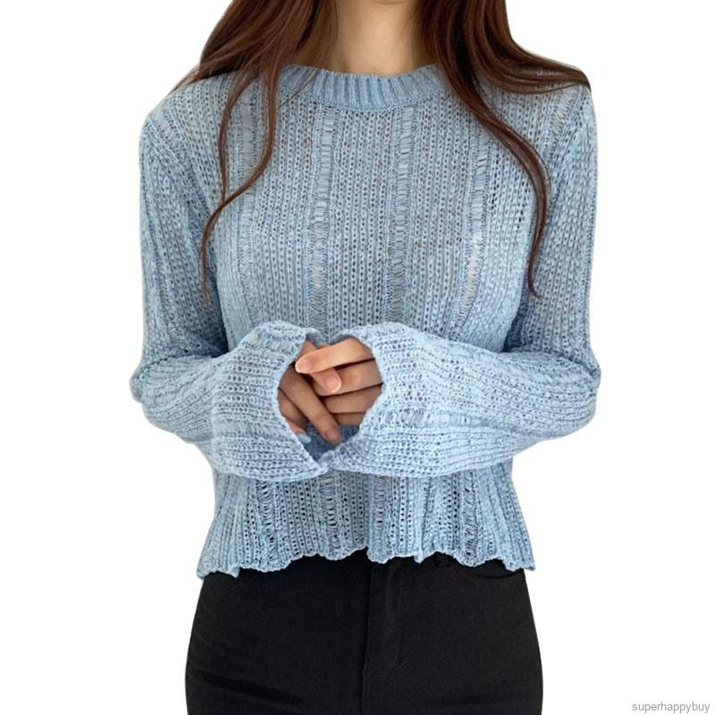 Áo Sweater Dệt Kim Dáng Rộng Tay Dài Thiết Kế Thanh Lịch Cho Nữ | BigBuy360 - bigbuy360.vn