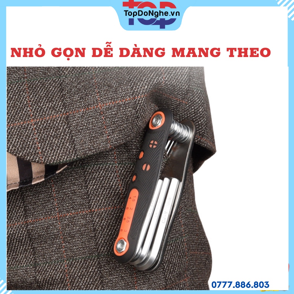 Bộ Lục Giác Gập 8 Chiếc Đầu Bằng và Hoa Thị cao Cấp - Thiết Kế Nhỏ Gọn, Tiện Dụng, Dễ Dàng Tháo Lắp, Sửa Chữa