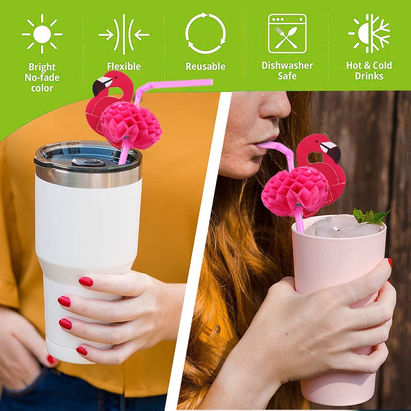 Bộ 10 Ống Hút Hình Chim Hồng Hạc/Quả Dứa/Quả Dứa Trang Trí Tiệc