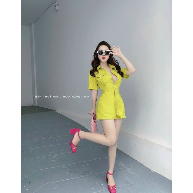 Bộ Jumpsuit cổ sơ mi liền quần thời trang Banamo Fashion