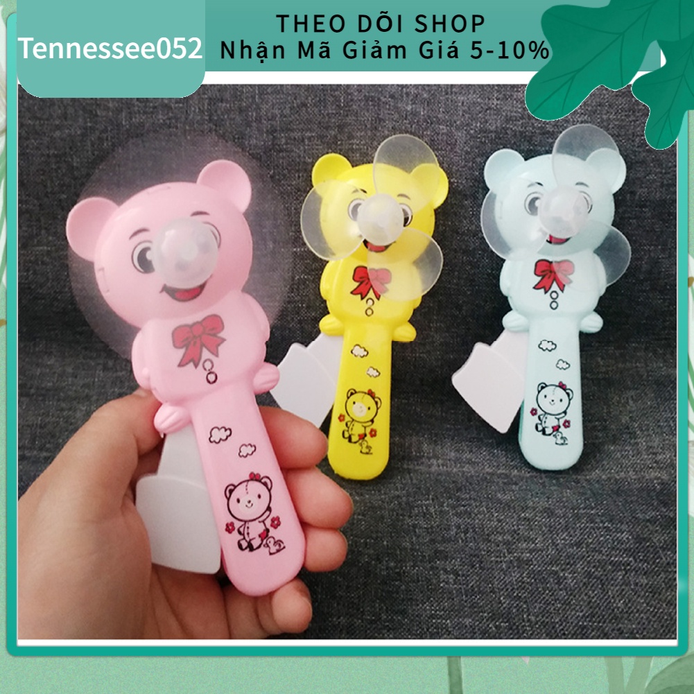 Quạt cầm tay mini bằng nhựa họa tiết hoạt hình bấm tay bấm dễ thương hình chú gấu an toàn cho trẻ em