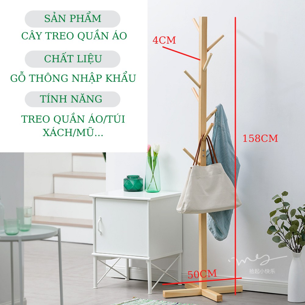 Giá treo quần áo, Cây treo quần áo đứng bằng gỗ thông tuổi thọ cao NHÀ CỬA VÀ TIỆN ÍCH.