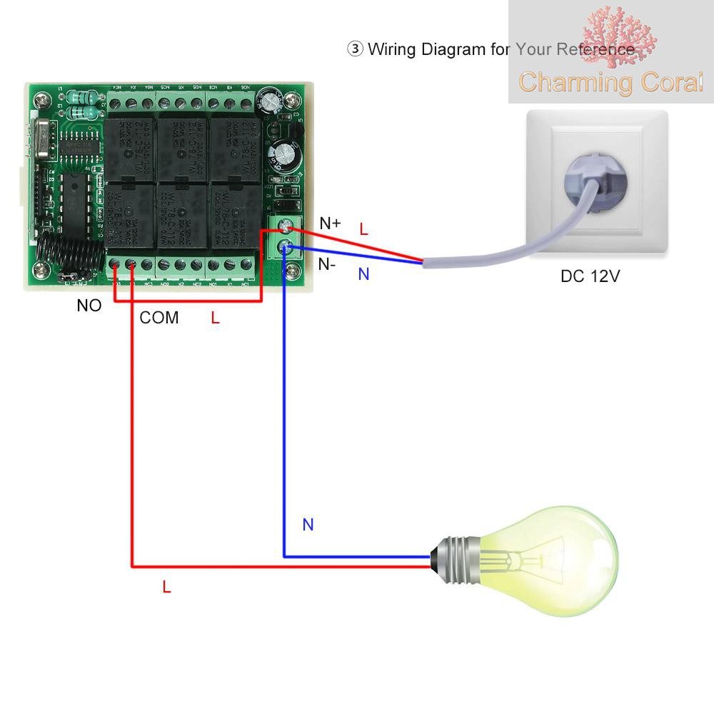 CTOY 433Mhz DC 12V 6CH Channel Universal 10A Relay Wireless RF Remote Control Switch Receiver Module and 3PCS 6 Key RF 433 Mhz Transmitter Fixed Code (2262 Chip) Remote Controls Smart Home Automation