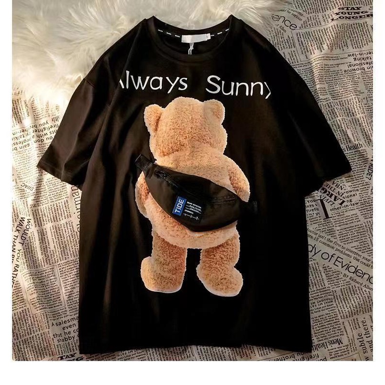 Áo Thun Tay Ngắn Dáng Rộng Có Túi Phong Cách Phương Tây Thời Trang Mùa Hè Hàng Mới 35% Túi Dây Kéo