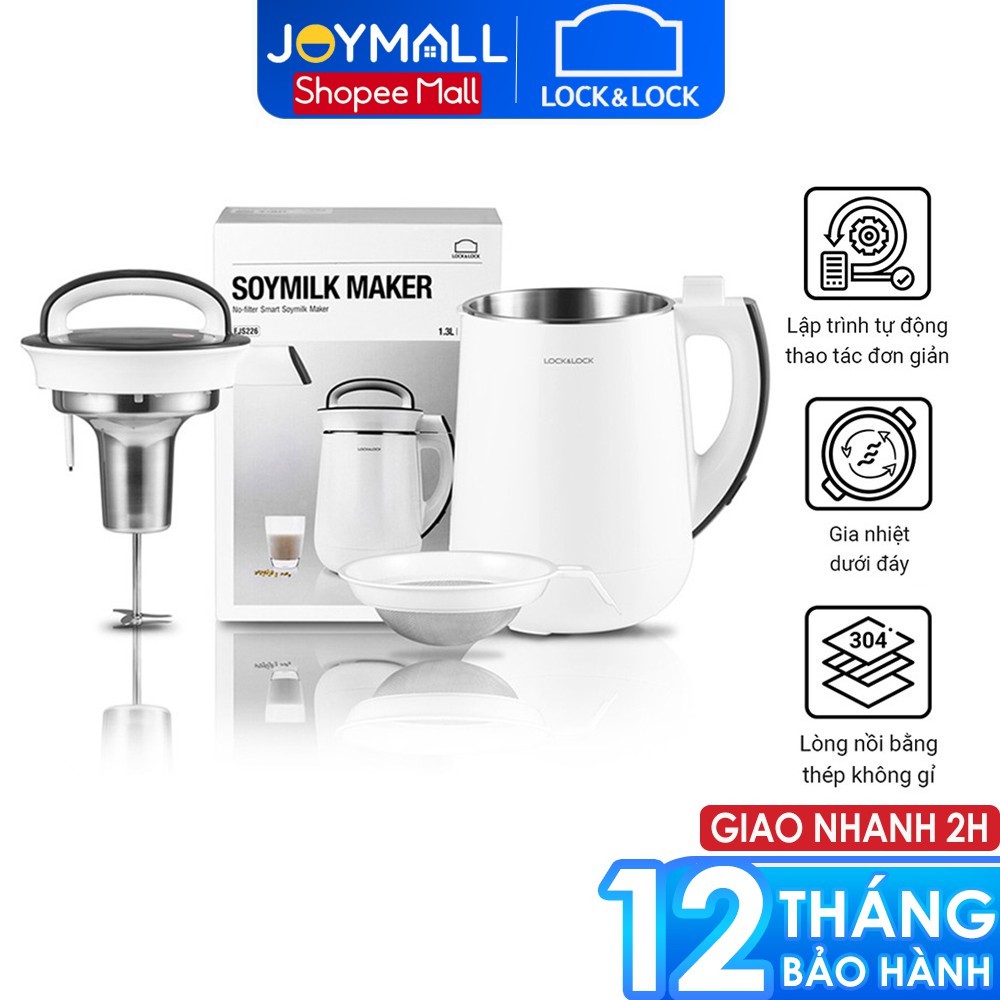 Máy làm sữa đậu nành Lock&amp;Lock EJS226 1.3L - Hàng chính hãng, công nghệ gia nhiệt, chống tràn tốt, dễ sử dụng - JoyMall