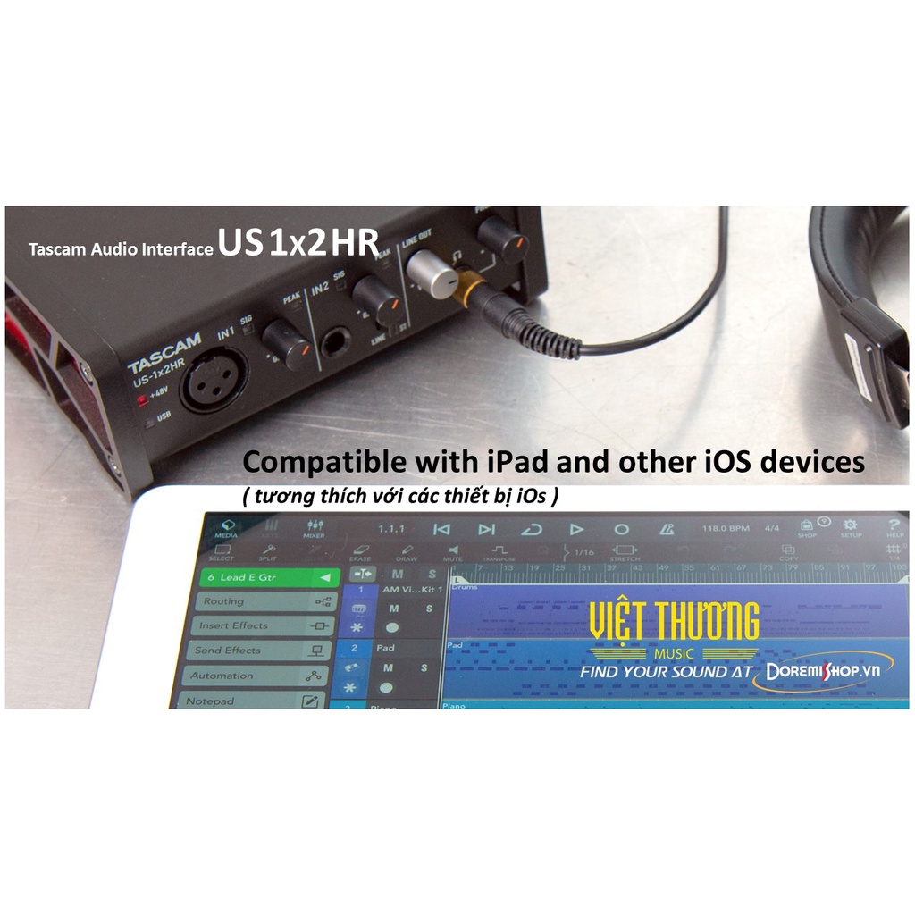 Thiết bị chuyển đổi tín hiệu âm thanh số audio interface TASCAM US-1x2HR