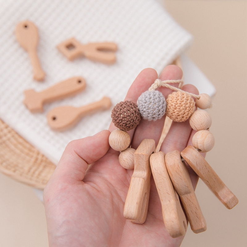 Set đồ chơi gắn vòng tay MAMIMAMIHOME làm bằng gỗ nhiều kiểu dáng an toàn không độc hại dành cho bé DIY