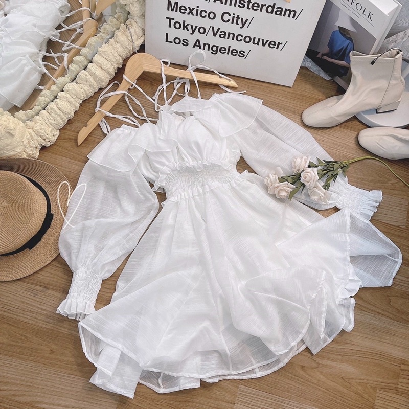 ĐẦM TRẮNG RỚT VAI DÂY BO CHUN BÈO TẦNG