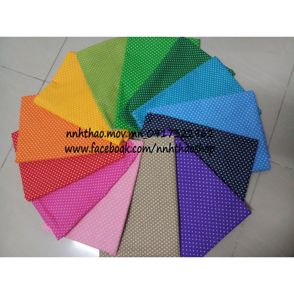 Vải chấm bi nhí khổ 50x50cm