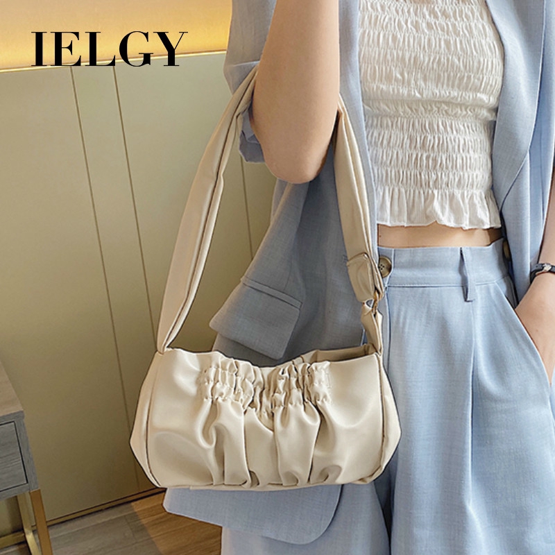 IELGY Túi xách đeo vai màu trơn đơn giản xinh xắn cho nữ