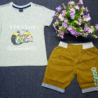 Bộ áo thun cổ tim quần kaki lửng