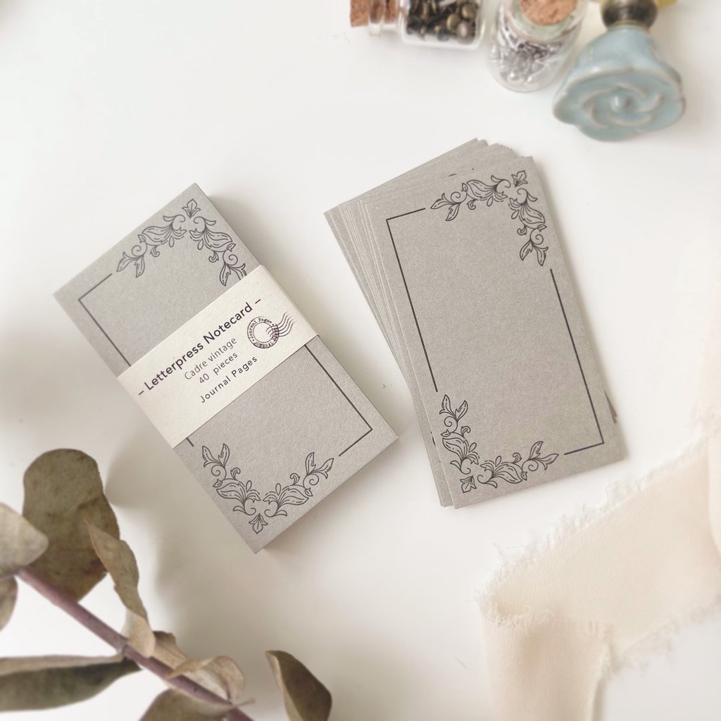 Lẻ 1 tờ note vintage khung hoa xanh Journal Pages | meohime