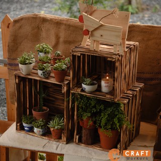 Hộp gỗ pallet vân khò lửa vuông - Thùng gỗ trang trí đựng đồ đa năng giao trong ngày