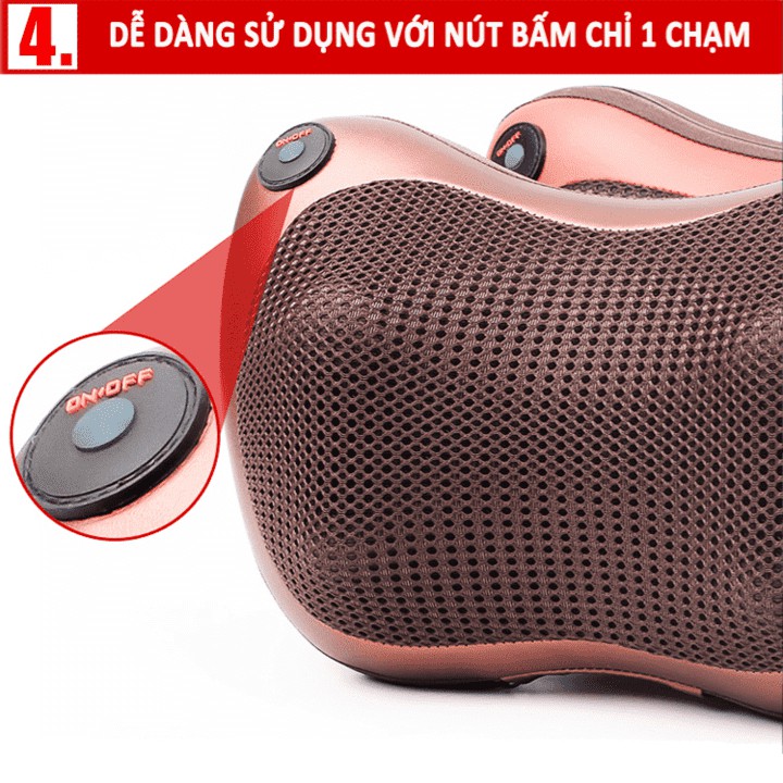 Gối Massage Hồng Ngoại 8 bi Magic Massager Pillow thế hệ mới – Gối Mát Xa Cổ chính hãng – Giảm mệt mỏi - Lưu thông máu