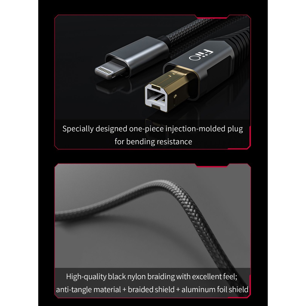 Cáp Chuyển Đổi Fiio LD-TC1 / LD-LT1 USB Type-B Sang Type-C / Lightning Dài 50cm Cho K9 Pro / K5 Pro