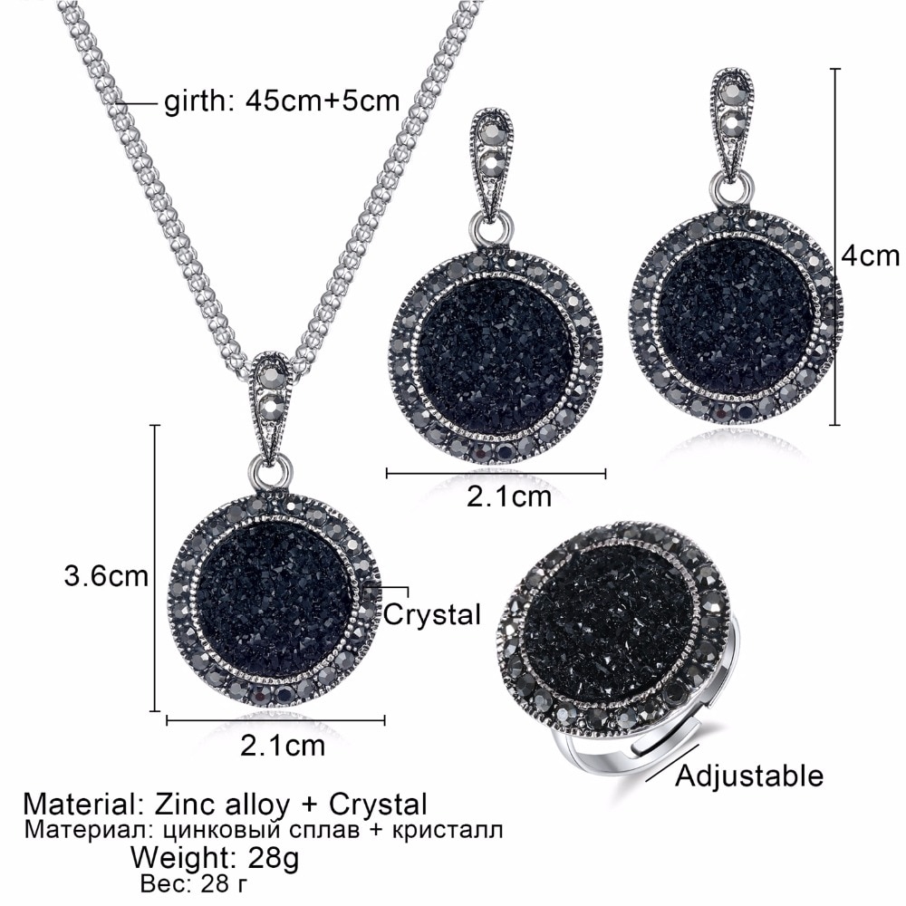 Set 4 vòng cổ + Đôi Khuyên Tai + Nhẫn Đính Đá Thời Trang Cho Nữ
