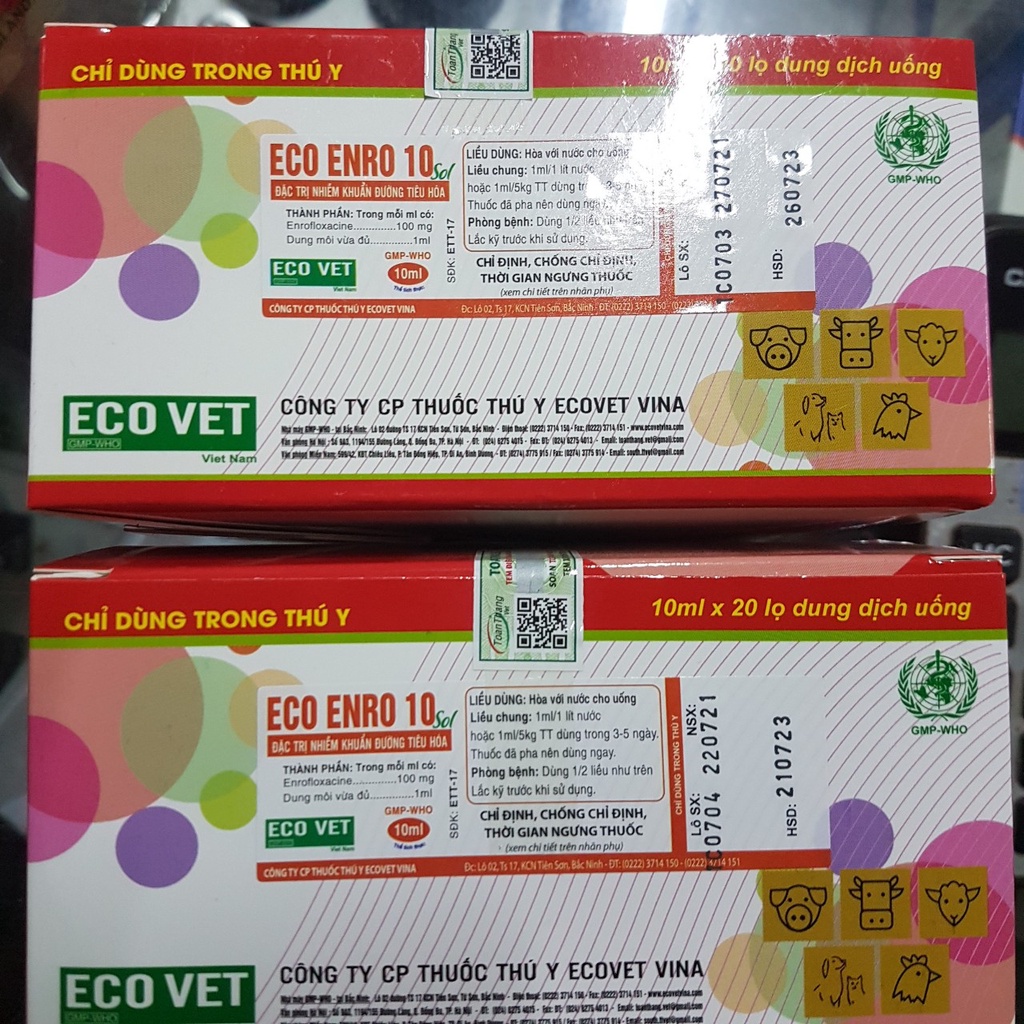 Enro 10 sol ĐT tiêu chảy phân trắng, phân vàng - Chỉ dành cho thú y