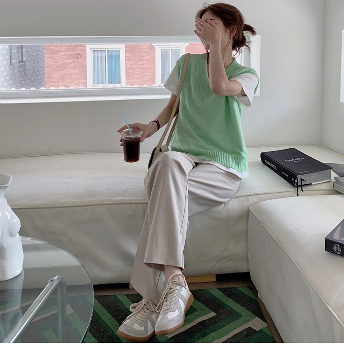LEEVA - Quần tây nữ ống suông lưng cao eo co giãn 2 màu ulzzang girl Q037