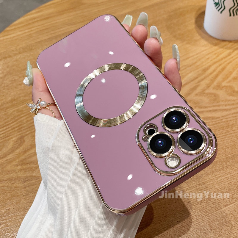 Ốp Điện Thoại Silicon Dẻo Tráng Gương Sang Trọng Kèm Giá Đỡ Từ Tính Cho IPhone 13 12 11 Pro Max