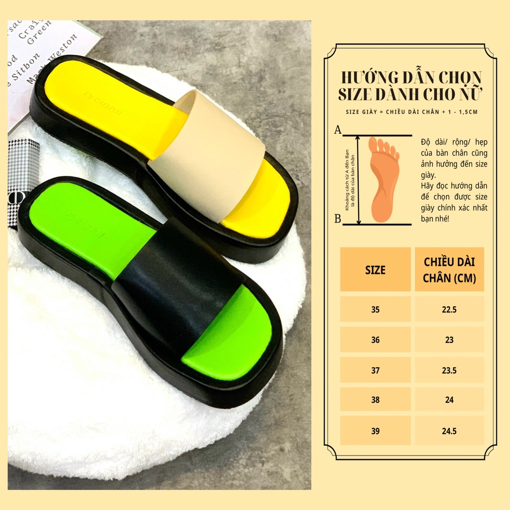 DÉP QUAI NGANG NỮ BÁNH MÌ CAO 3CM PHỐI NHIỀU MÀU HOT TREND TRINH LÊ SHOP TL13