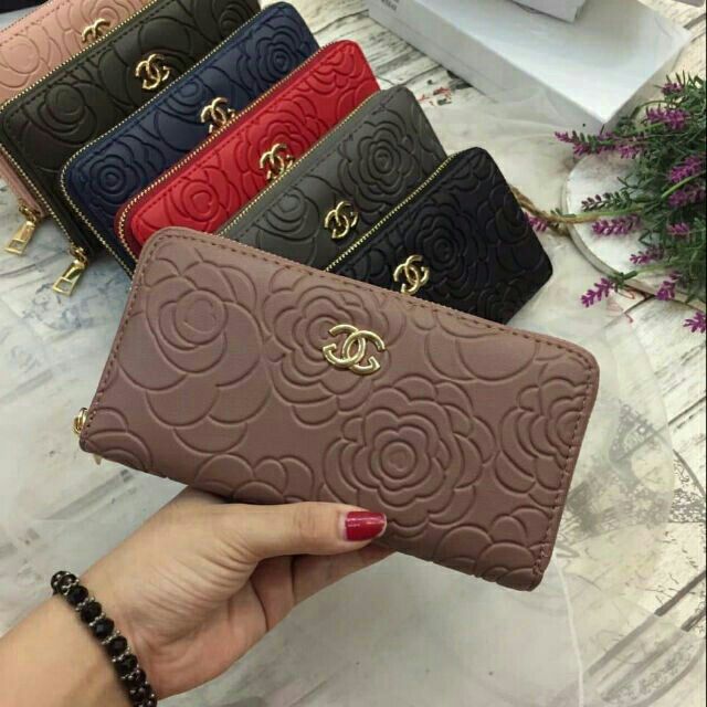 Bóp ví nữ thời trang hoa hồng cao cấp tặng các bạn gái , cô giáo lễ, sinh nhật- vi TLVI00084