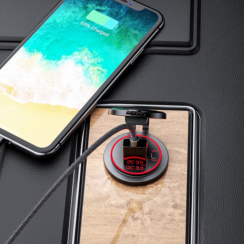 Ổ Cắm Sạc Nhanh QC 3.0 12V Cổng USB Type C Có Công Tắc ON/Off Màu Đỏ Cho Xe Hơi Xe Máy RV ATV