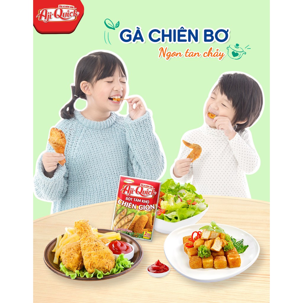 Bột tẩm khô chiên giòn Aji-Quick Ajinomoto gói 42g chính hãng - Dùng cho 600g nguyên liệu