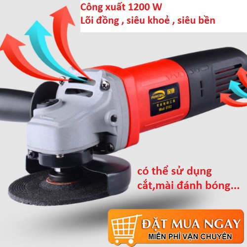 [Giảm 30K Ship] Máy mài cầm tay 1200W - Máy Cắt Công Suất Lớn - Máy mài góc AOTUO - 100% Lõi đồng, Siêu bền